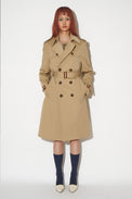 Trench long unisexe en gabardine de coton