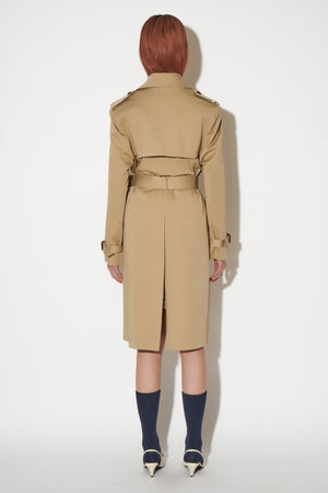 Long unisex cotton gabardine trench coat