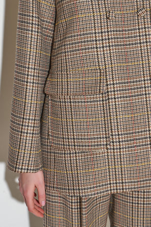 Wool Prince of Wales check peacoat