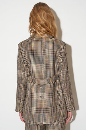 Wool Prince of Wales check peacoat