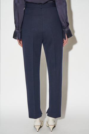 High-waisted wool milano pants