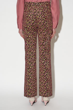 Floral print smooth velvet pants