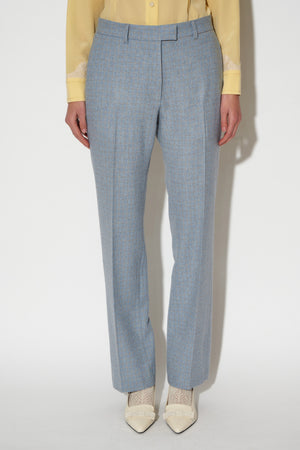 Straight-leg pants in checked wool