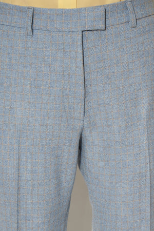 Pantalon droit en lainage à carreaux