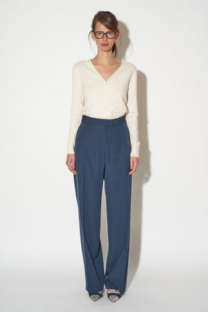 Virgin wool straight-cut pants