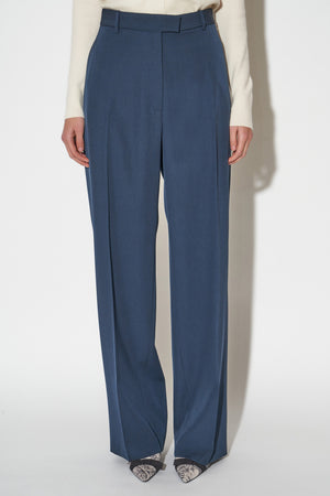 Virgin wool straight-cut pants