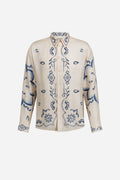 Chemise en twill de soie imprimée rosace