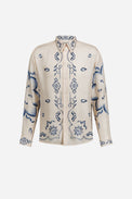 Chemise en twill de soie imprimée rosace