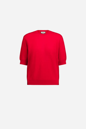 Haut Manches Courtes Blanc Et Rouge Brodé Perles Ventilo Taille 42 - Occasion Très Bon état, Coton