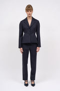Veste tailleur cintrée en twill de laine