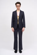 Pantalon droit en laine teint en fil