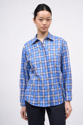 Chemise en popeline à carreaux brodée à la main