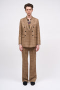 Veste ajustée en tweed de laine à carreaux