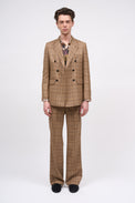 Fitted checked wool tweed jacket
