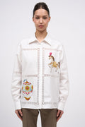 Chemise en popeline avec insertions de dentelle et broderie placée