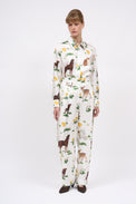 Pantalon à la coupe ample en twill de soie imprimé animalier