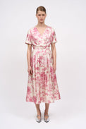 Robe en twill de soie imprimé toile de Jouy