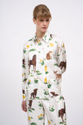Chemise en twill de soie imprimée animalier