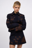 Embroidered short wool jacket