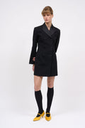 Robe-veste cintrée à double croisure en twill de laine