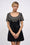 Robe courte en satin duchesse brodé à la main