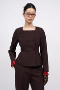 Veste cintrée à double croisure en laine cady