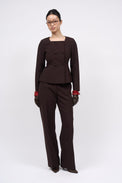 Pantalon droit en laine cady