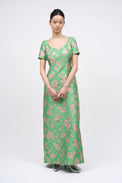 French floral jacquard maxi dress