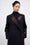Manteau long en laine brodée
