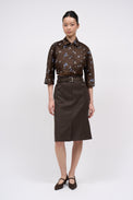 Jupe en twill de laine rayé