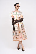 Jupe midi en satin duchesse imprimé