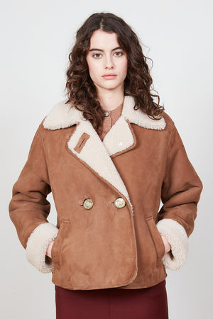 Jacket with shearling lapels