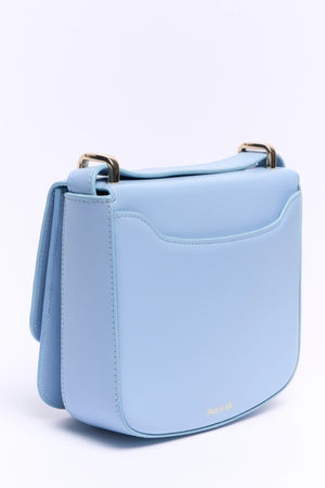 Petit sac carré en cuir lisse - Bleu