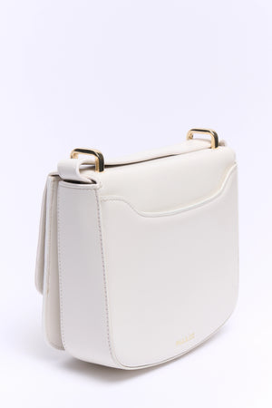 Petit sac carré en cuir lisse - Blanc