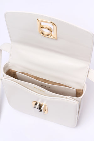 Petit sac carré en cuir lisse - Blanc