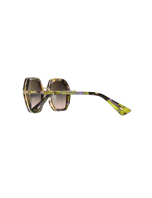 70's style sunglasses - tortoiseshell yellow purple foliage