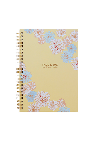 Yellow A5 spiral notebook with chrysanthemum pattern