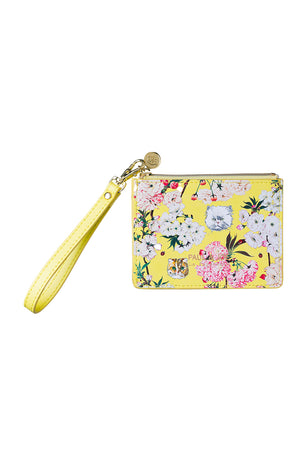 Yellow card holder with flowers and Gipsy print