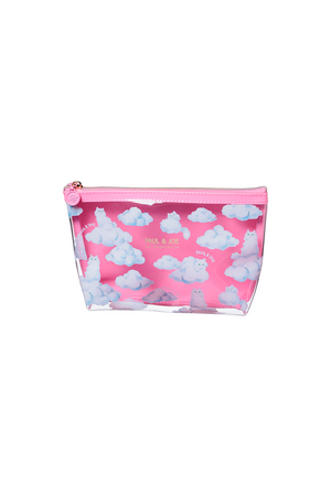 Small transparent pink pouch with cloud and Gipsy pattern