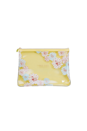 Transparent yellow pouch with chrysanthemum pattern