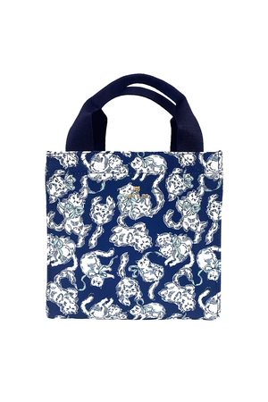 Small navy cat pattern tote bag