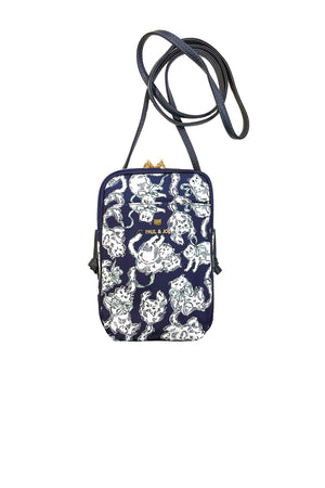 Large navy cat pattern phone pouch