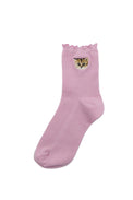 Chaussettes rose motif tête Nounette sur l'ourlet