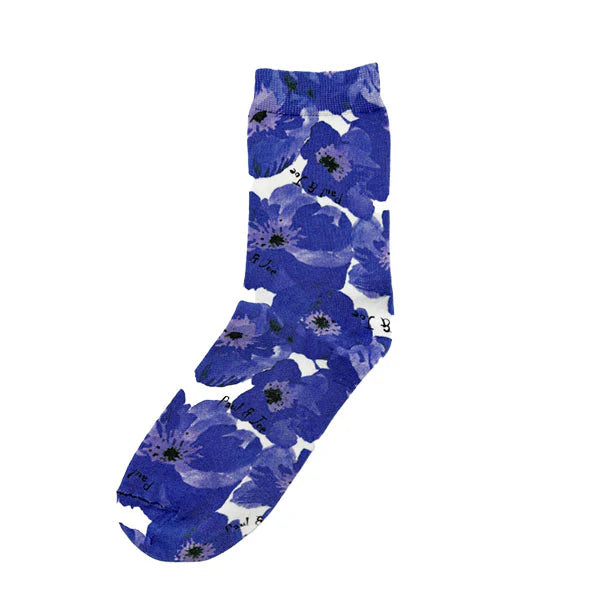 Blue poppy print socks