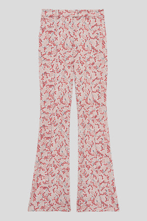 Jacquard interlock trousers with all-over floral pattern