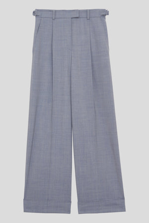 Pantalon ample en laine vierge tropicale packshot - Bleu