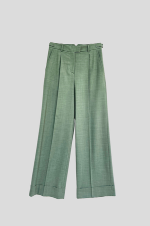 Pantalon ample en laine vierge tropicale packshot - Vert