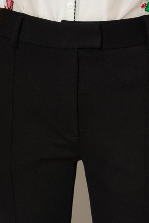 Pantalon à la coupe droite en Milano Italien détail - Noir