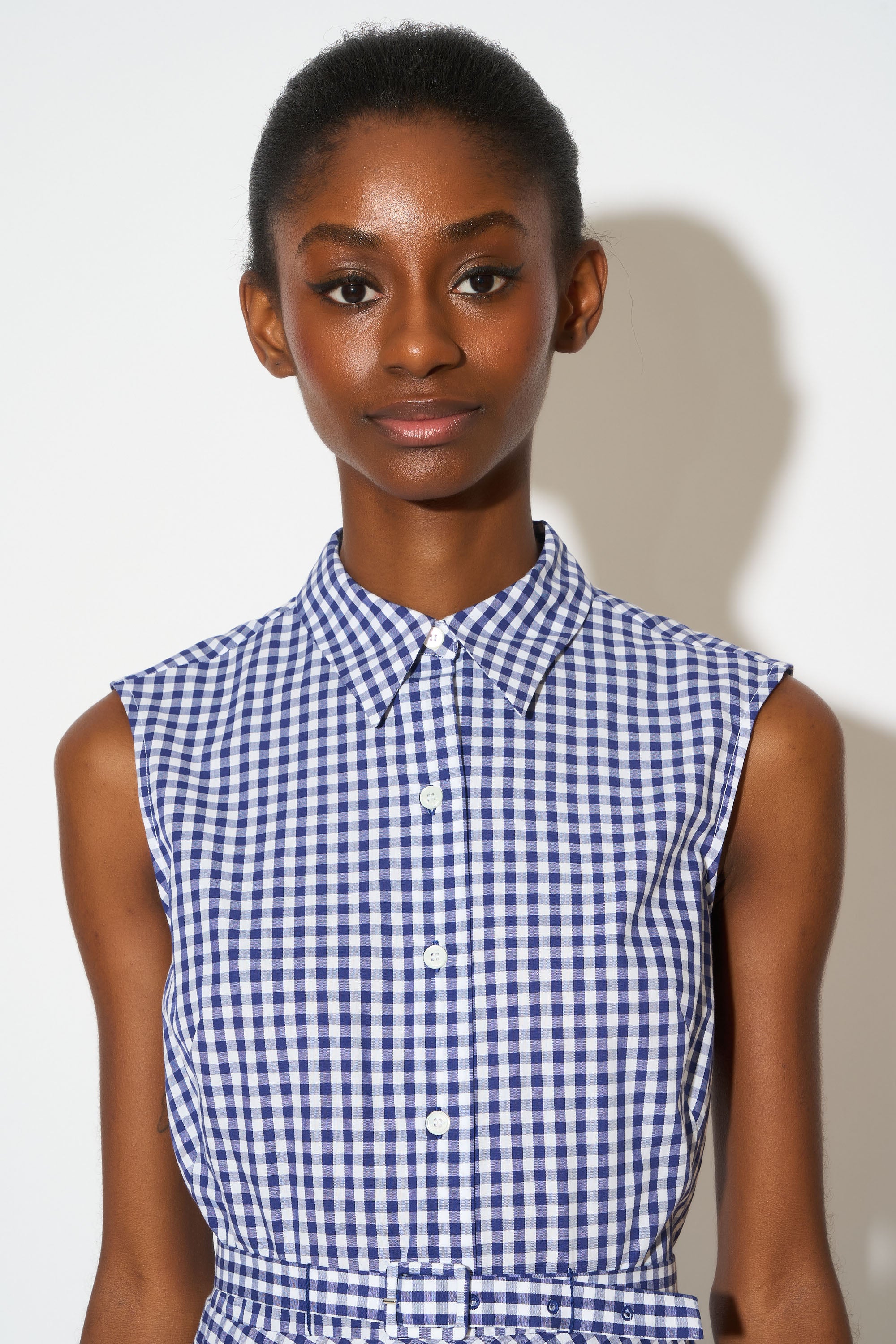 Gingham printed sun pleated dress