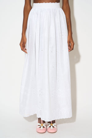 Long embroidered cotton skirt